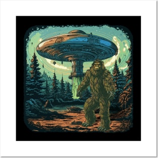 Bigfoot and UFO Flying Saucer Posters and Art